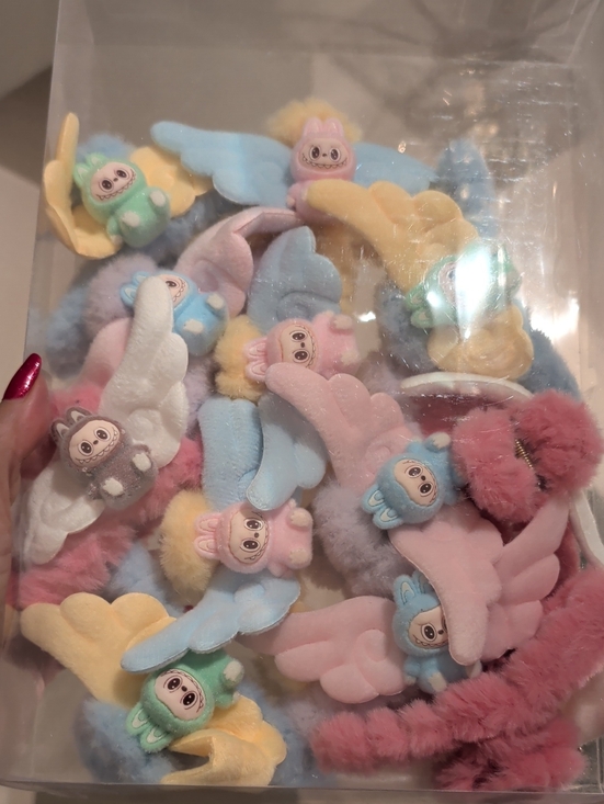 Accessories - 2 Random Pastel Plush Winged Hair Clips - Multi Color